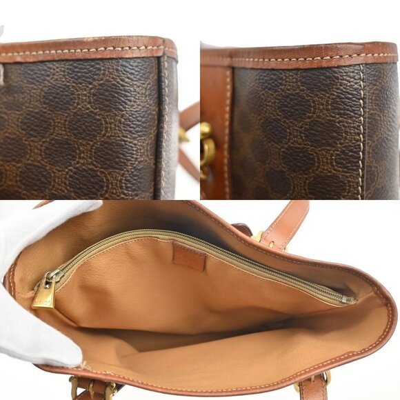 CELINE Logo Macadam Pattern Shoulder Tote Bag PVC Leather Brown GHW 33EE974 - Picture 10 of 16